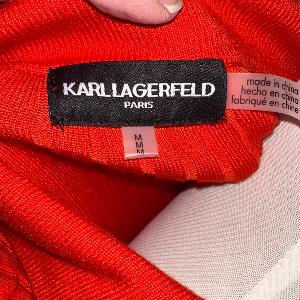 Karl Lagerfeld Orange V-Neck Sweater - Picture 5 of 5